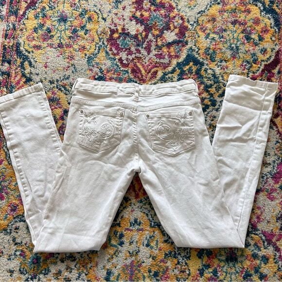 2000s y2k mallgoth grunge streetwear white slim fit denim with contrast stitch - Picture 1 of 5